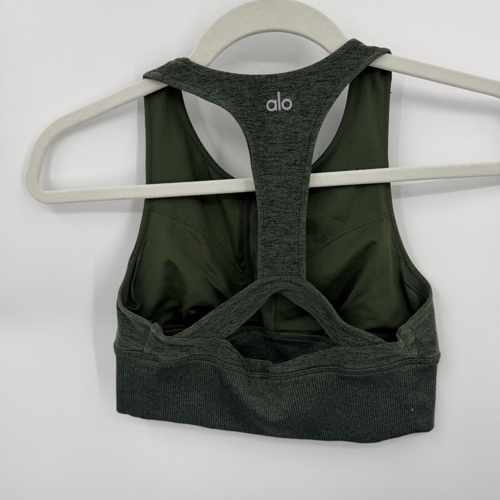 ALO Yoga Dark Olive Racerback Sports Bra